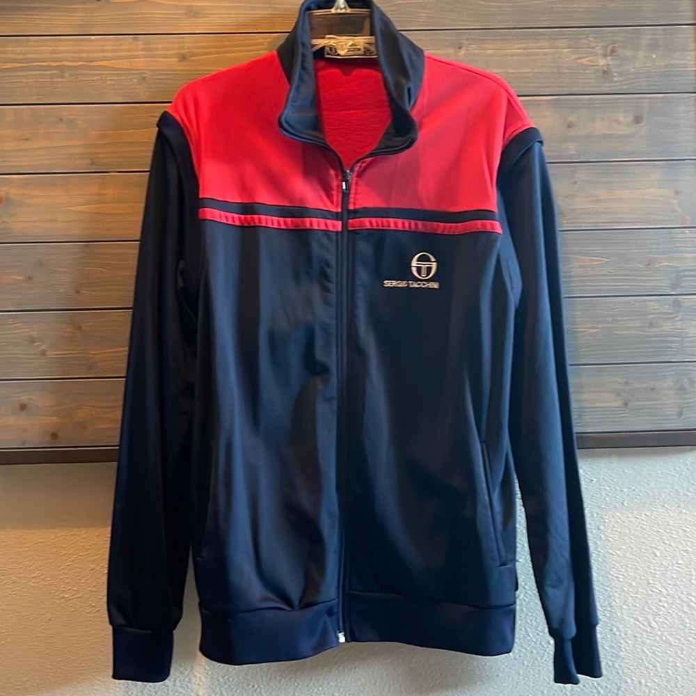 Sergio Tacchini Vintage Navy & Red Zip Sweatshirt